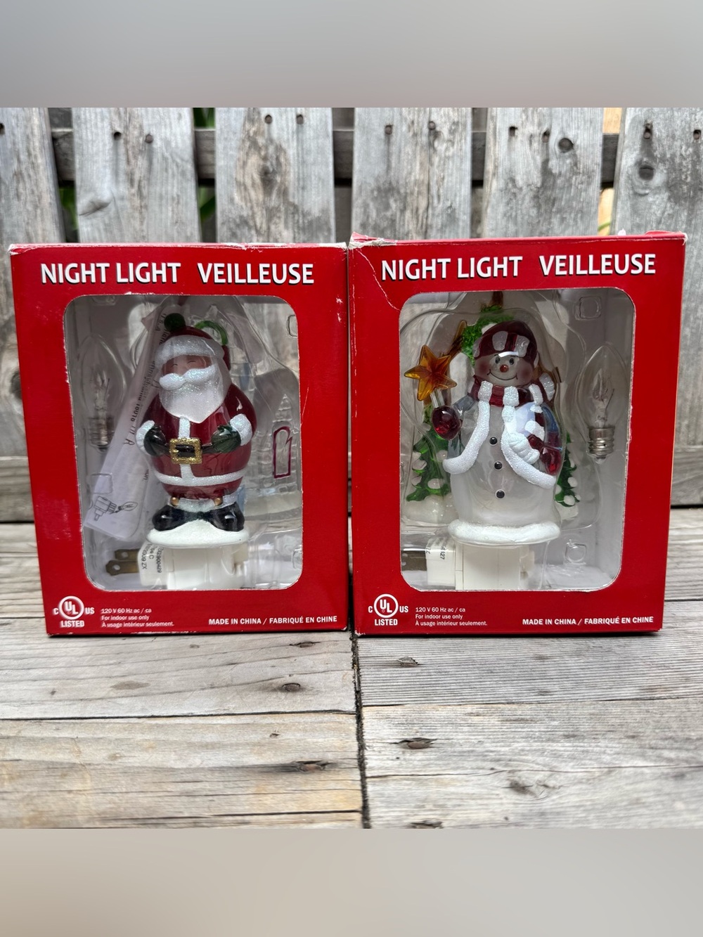 NIB Costco Christmas Holiday Night Lights - Santa Claus & Snowman Set (2)